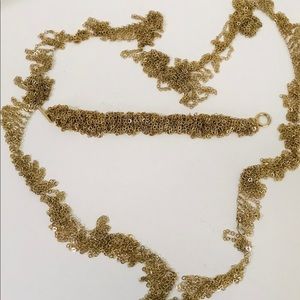 GOLDTONE CHAIN/DANGLE WRAP Necklace& Bracelet Set